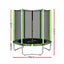 Everfit 6FT Kids Trampoline Round Rebounder with Enclosure Net Green