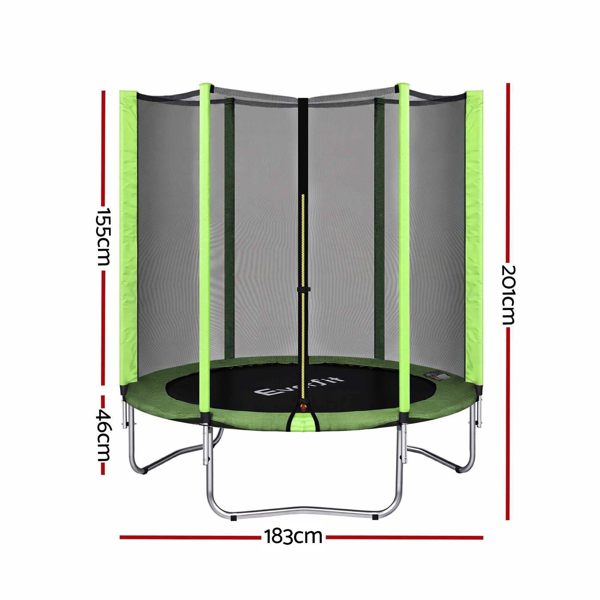 Everfit 6FT Kids Trampoline Round Rebounder with Enclosure Net Green