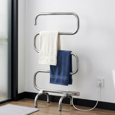 Devanti Electric Heated Towel Rail Rack 5 Bars Freestanding Clothes Dry Warmer