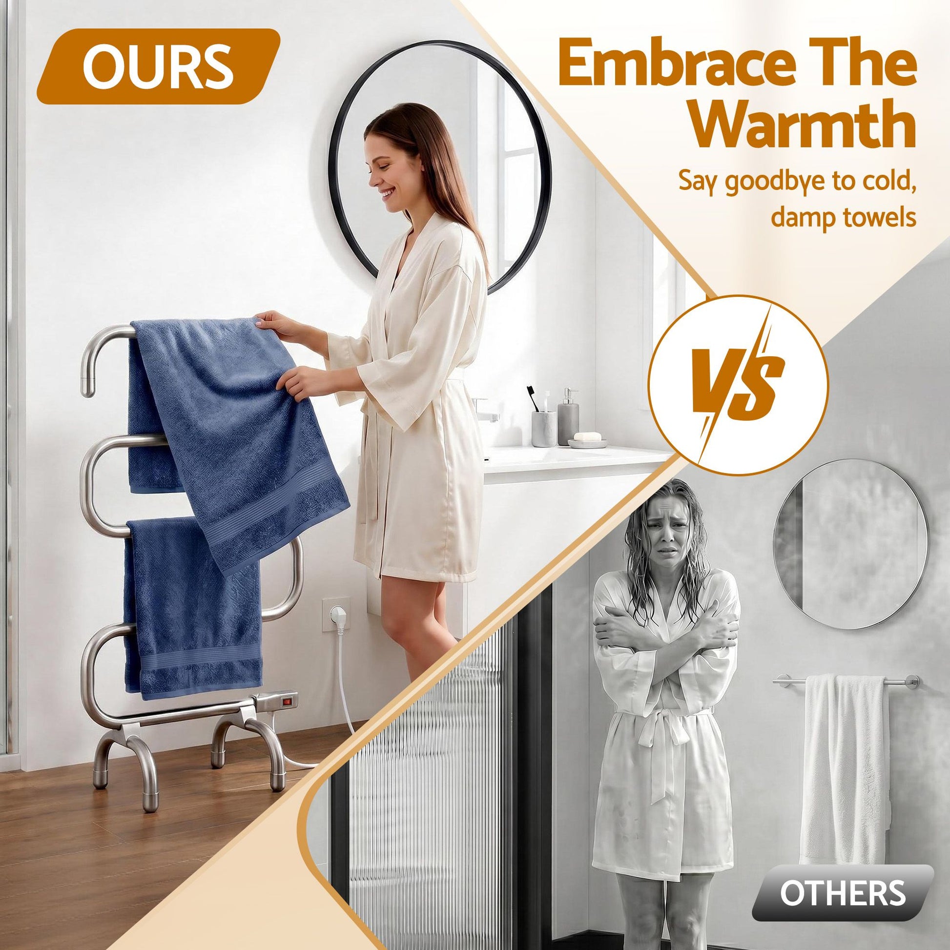 Devanti Electric Heated Towel Rail Rack 5 Bars Freestanding Clothes Dry Warmer