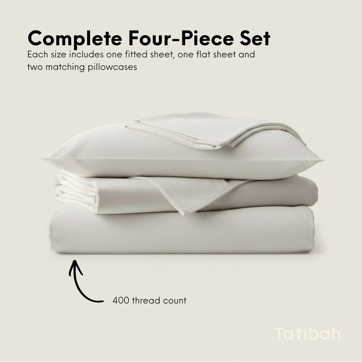Tatibah Queen Bamboo Viscose Bed Sheet Set Deep 400 Thread Count - White