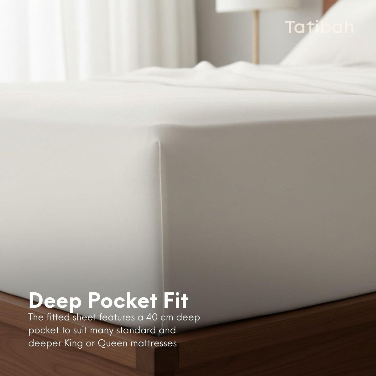 Tatibah King Bamboo Viscose Bed Sheet Set Deep Fit 400 Thread Count - White
