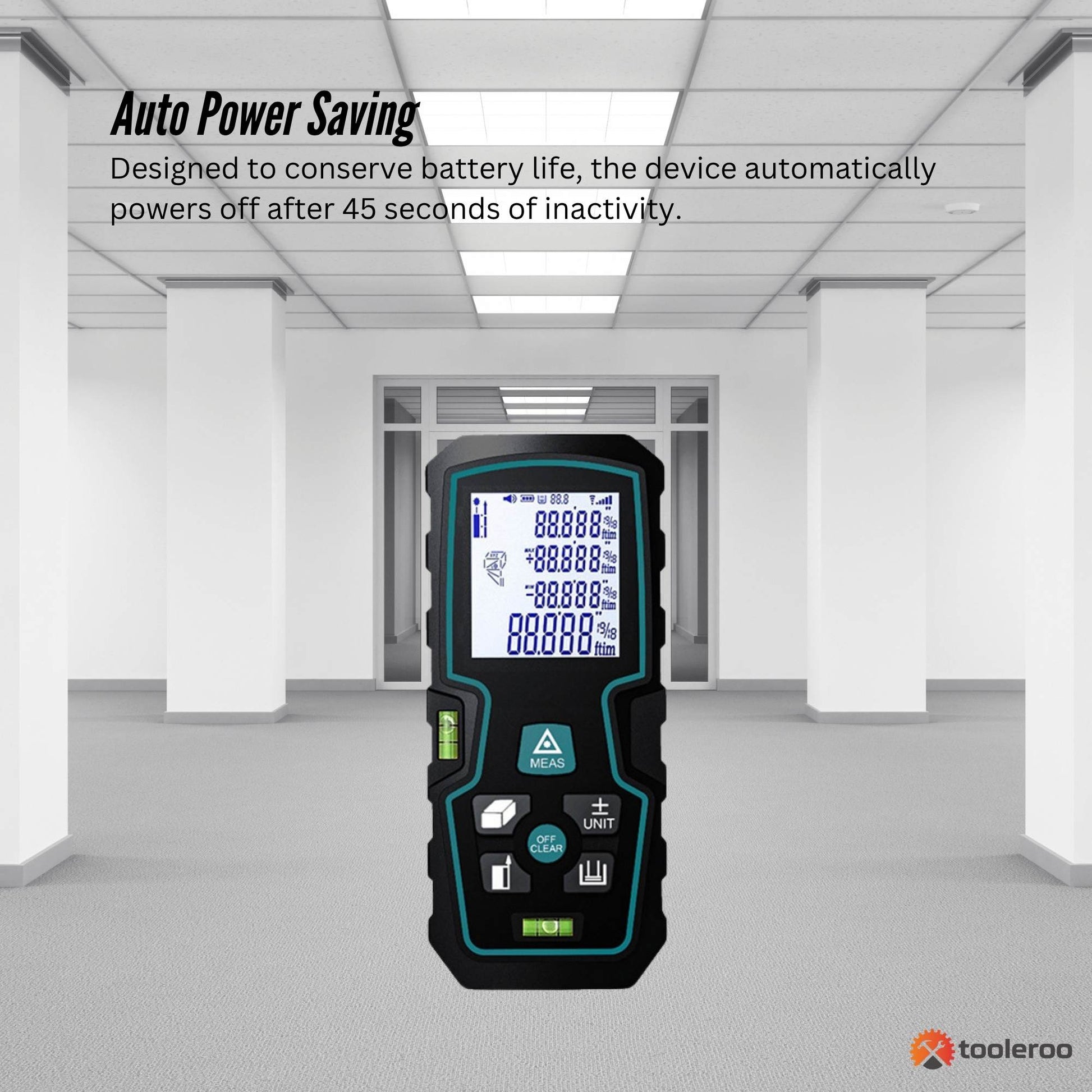 Tooleroo 100m Digital Laser Distance Measurer - LCD Area Volume Meter Tool