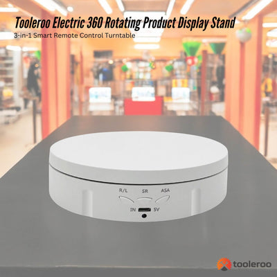 Tooleroo 360 Rotating Display Stand Electric Turntable Photography - White