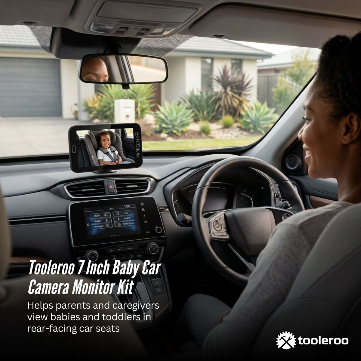 Tooleroo Baby Car Camera Monitor 7" 360 Degree 720P Rear Video Night Vision