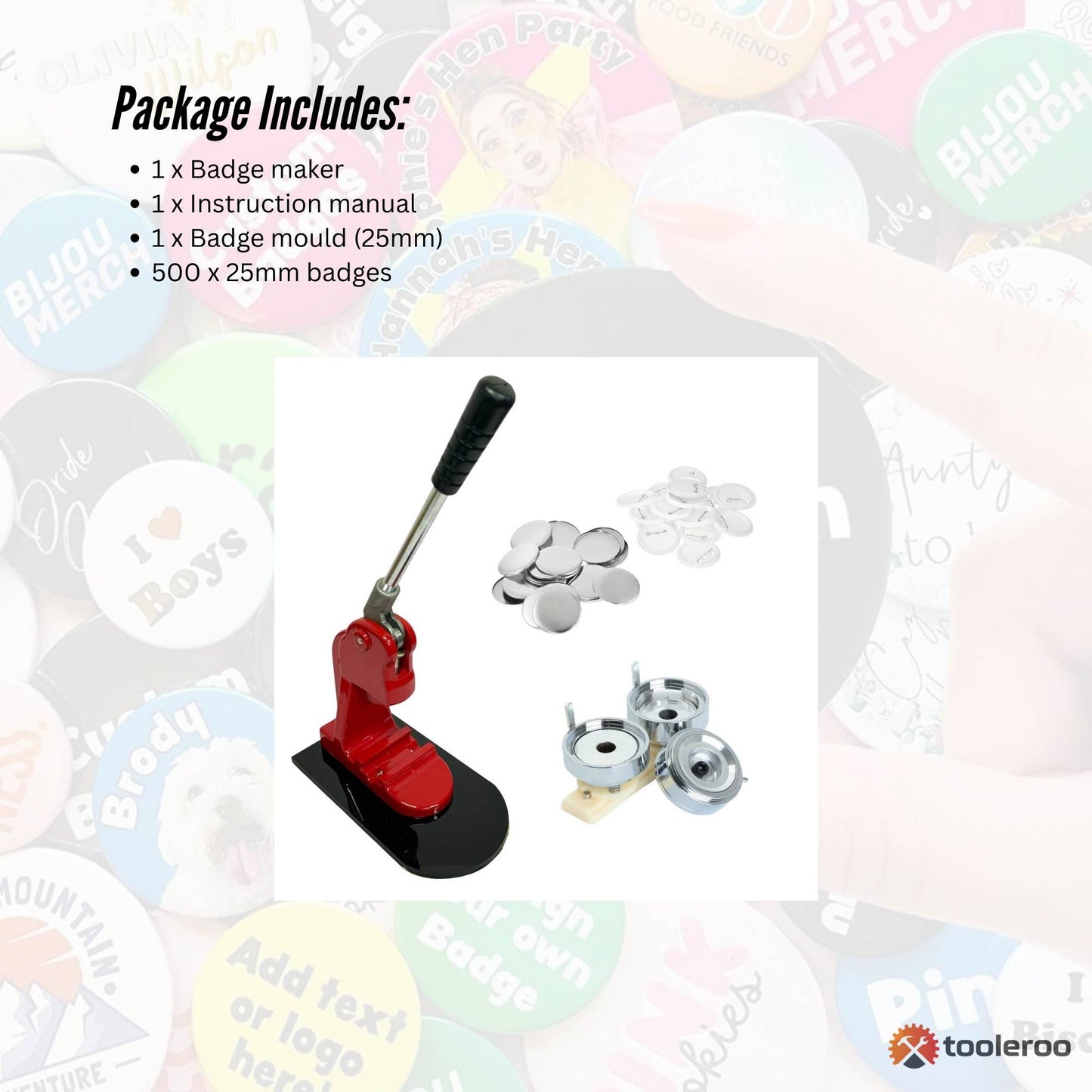 Tooleroo Button Badge Making Set 25mm - Maker + Mould + Badges