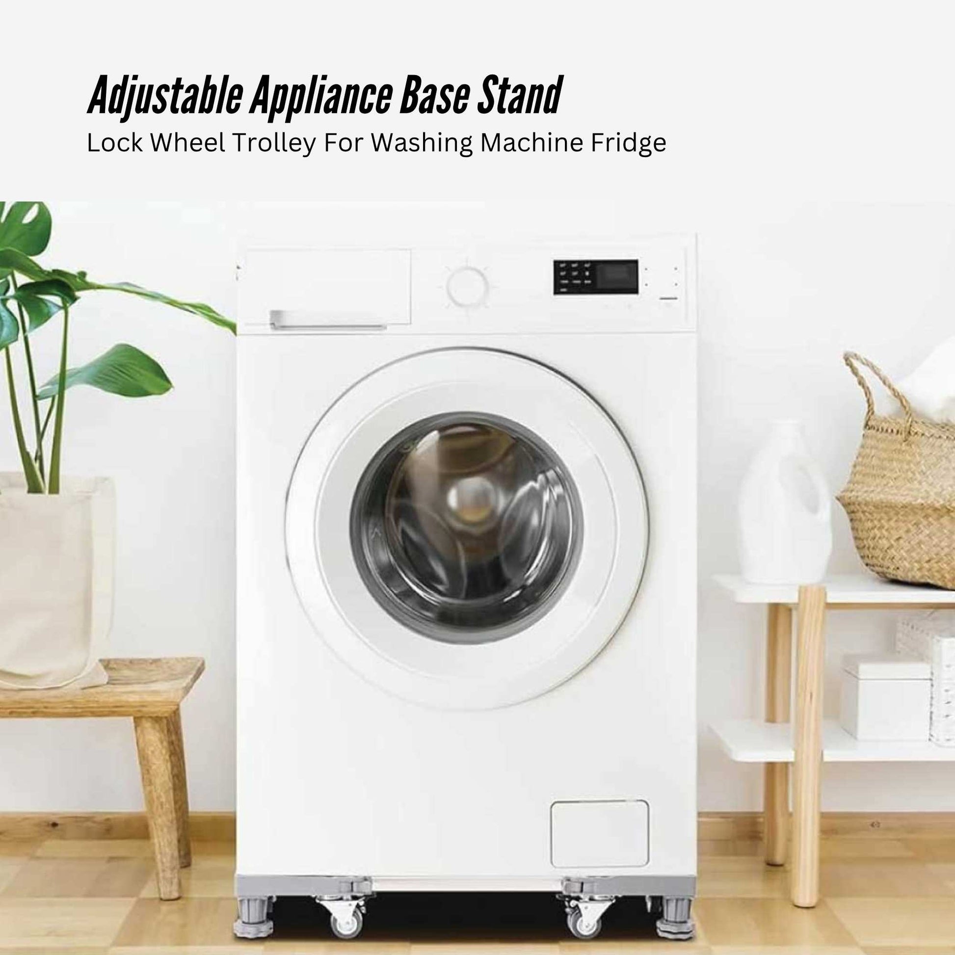 Tooleroo Washing Machine Stand - 300Kg Adjustable Wheeled Fridge Appliance Base