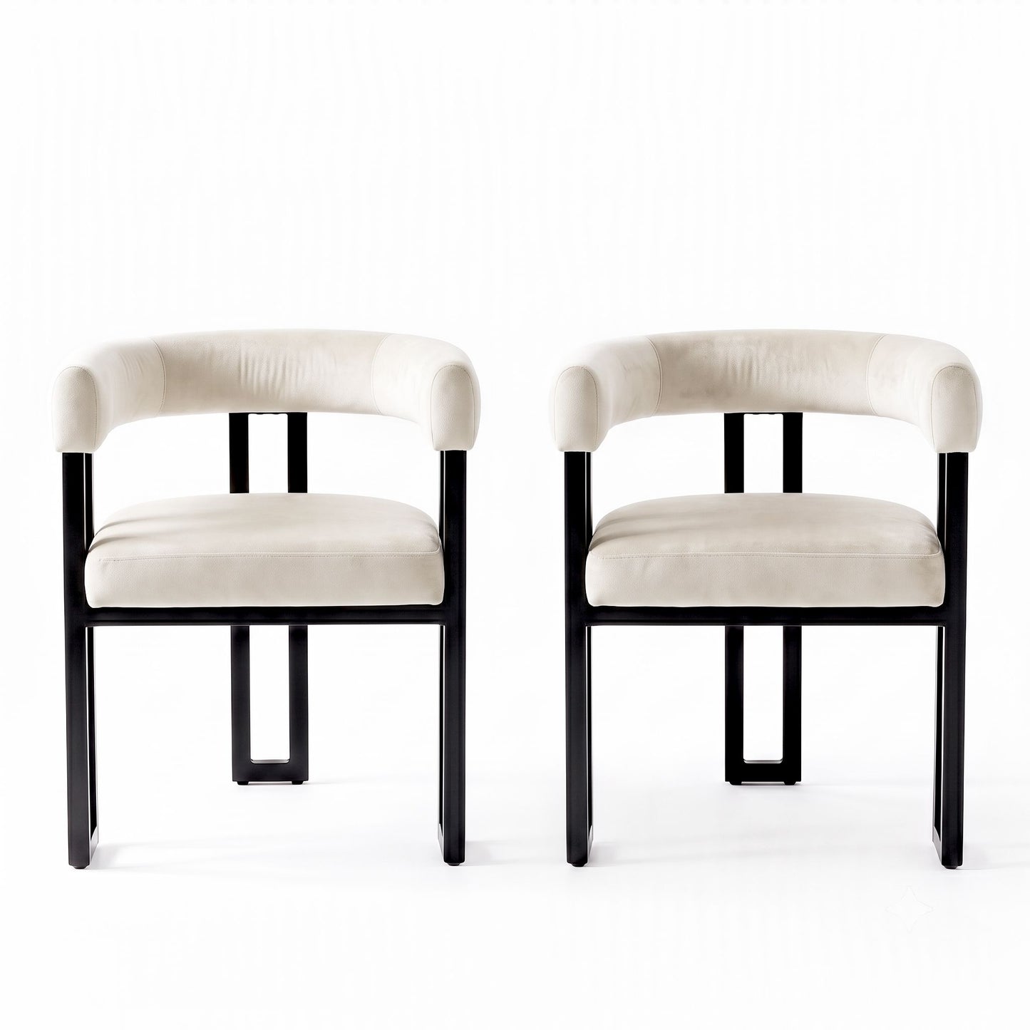 Artiss Dining Chairs Set of 2 Velvet Upholstered Barrel Chairs with Curved Armrests & Back Beige