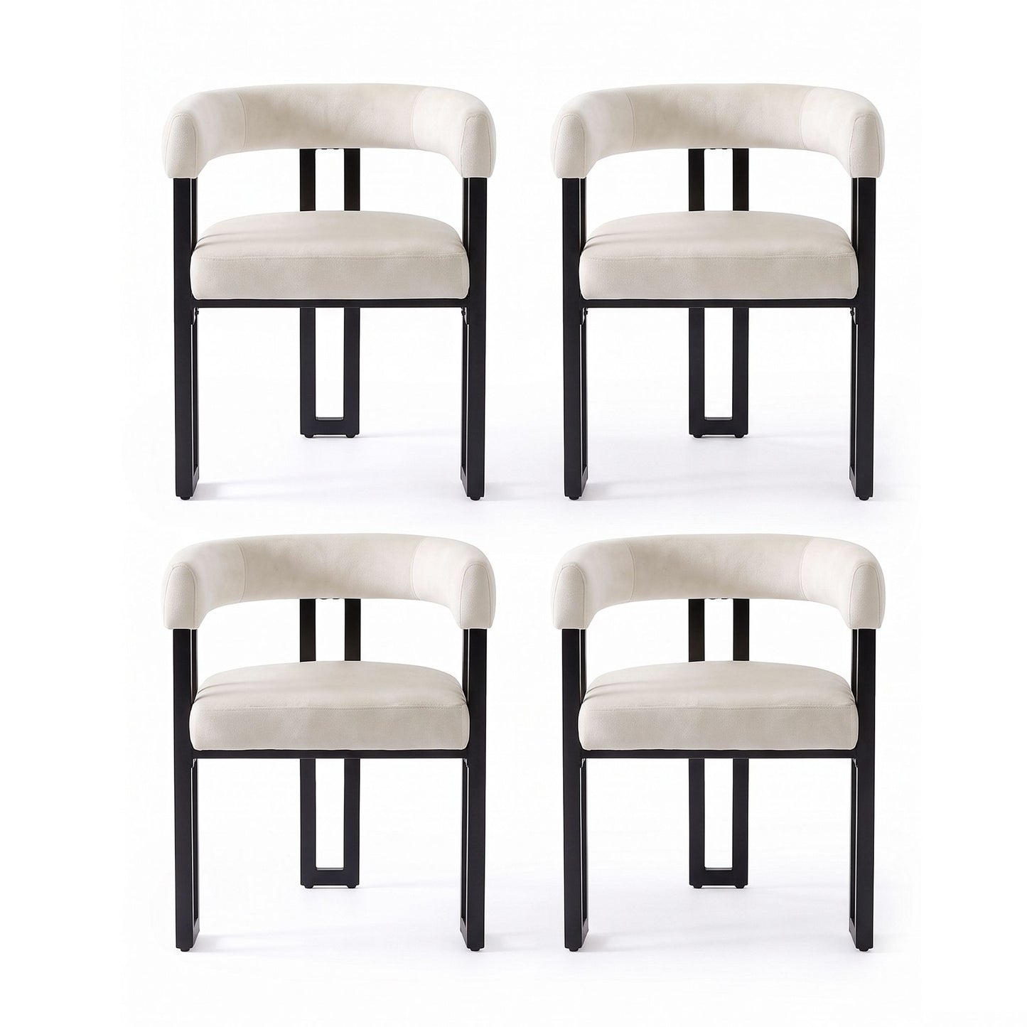 Artiss Dining Chairs Set of 4 Velvet Upholstered Barrel Chairs with Curved Armrests & Back Beige