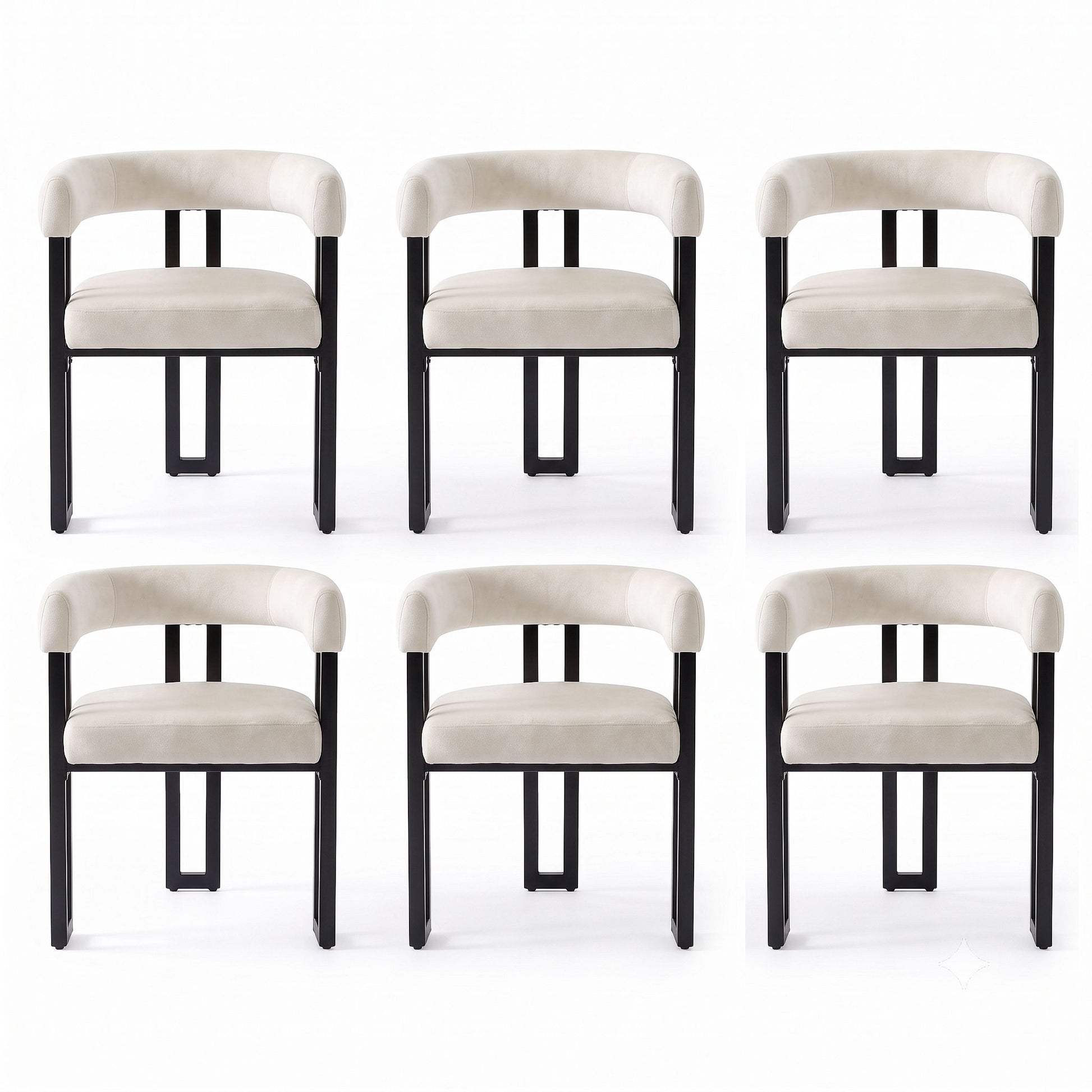 Artiss Dining Chairs Set of 6 Velvet Upholstered Barrel Chairs with Curved Armrests & Back Beige