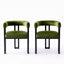 Artiss Dining Chairs Set of 2 Velvet Upholstered Barrel Chairs with Curved Armrests & Back Green