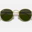 Unisex Ray Ban Sunglasses Rb3447 Round Metal Polished Gold/ Green Sunnies - L
