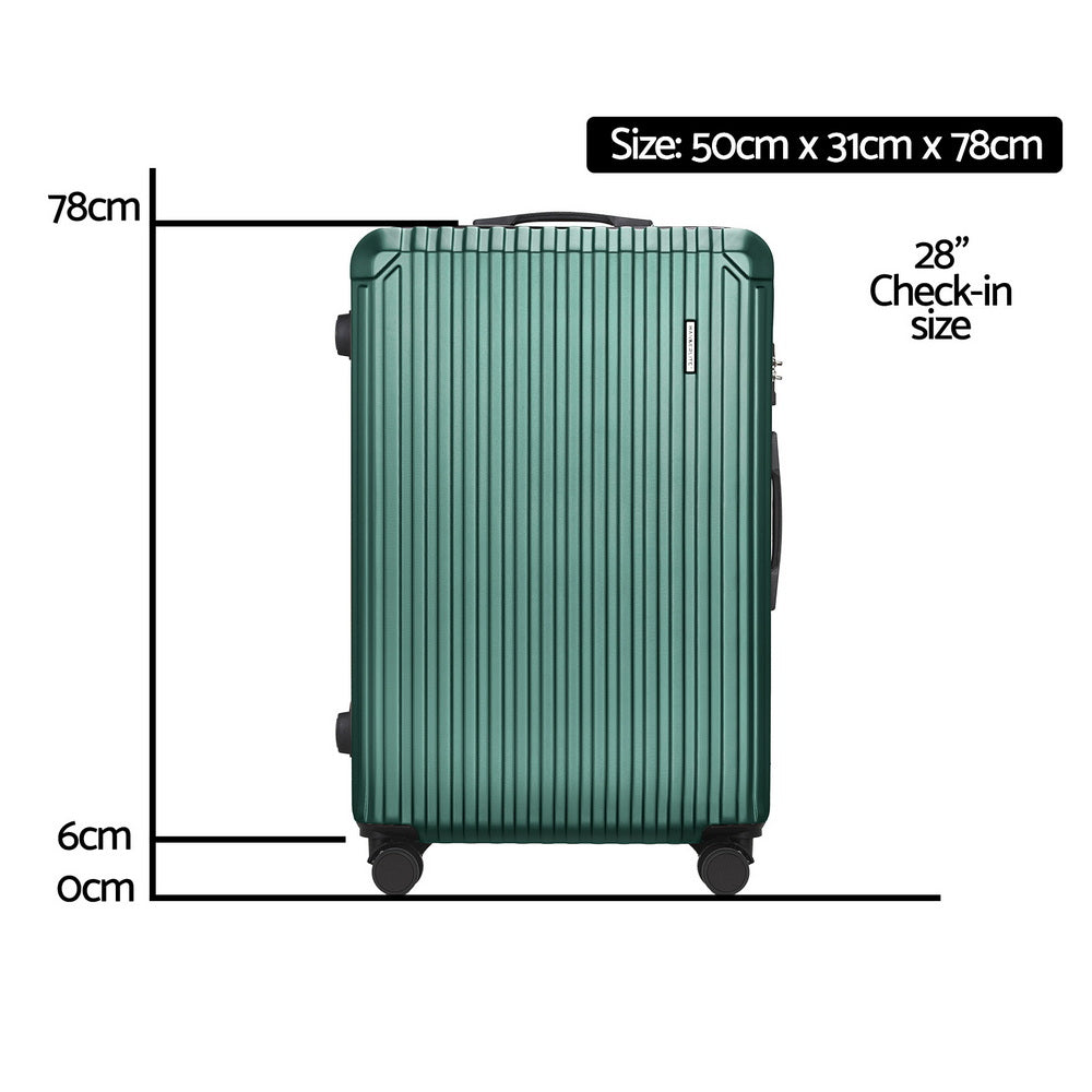 Wanderlite 28'' Luggage Travel Suitcase Set TSA Carry On Hard Case Green