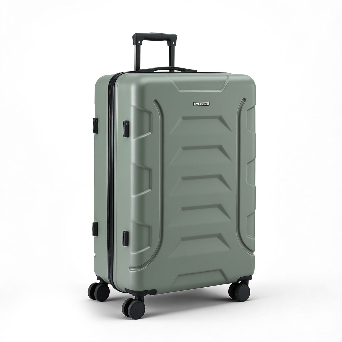 Wanderlite 3pcs Luggage Suitcase Set Trolley Travel TSA Lightweight Hard Case Grey Green