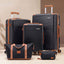 Wanderlite 5pcs Luggage Suitcase Set Trolley Travel TSA Lightweight Hard Case Black Brown