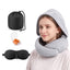 Wanderlite Hooded Travel Neck Pillow for Airplane Memory Foam with Eye Mask Earplugs, Light Grey