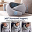 Wanderlite Hooded Travel Neck Pillow for Airplane Memory Foam with Eye Mask Earplugs, Light Grey