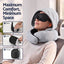 Wanderlite Hooded Travel Neck Pillow for Airplane Memory Foam with Eye Mask Earplugs, Light Grey