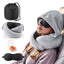 Wanderlite Hooded Travel Neck Pillow for Airplane Memory Foam with Eye Mask Earplugs, Light Grey