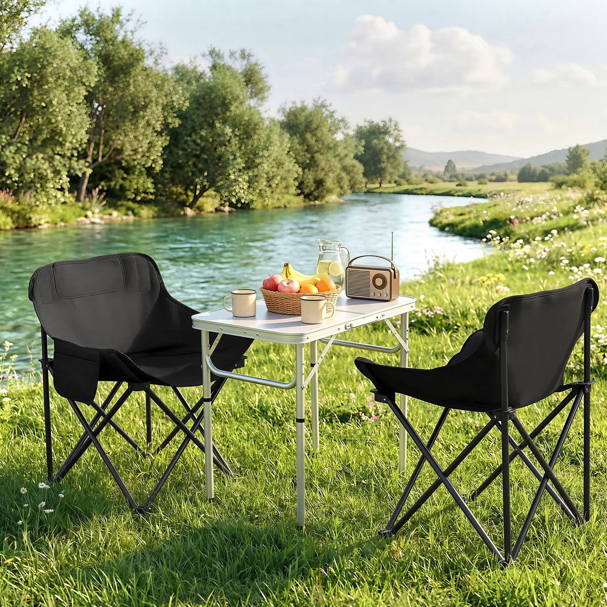 Weisshorn 3pc Camping Table Chair Set Outdoor Folding Aluminium Portable Picnic
