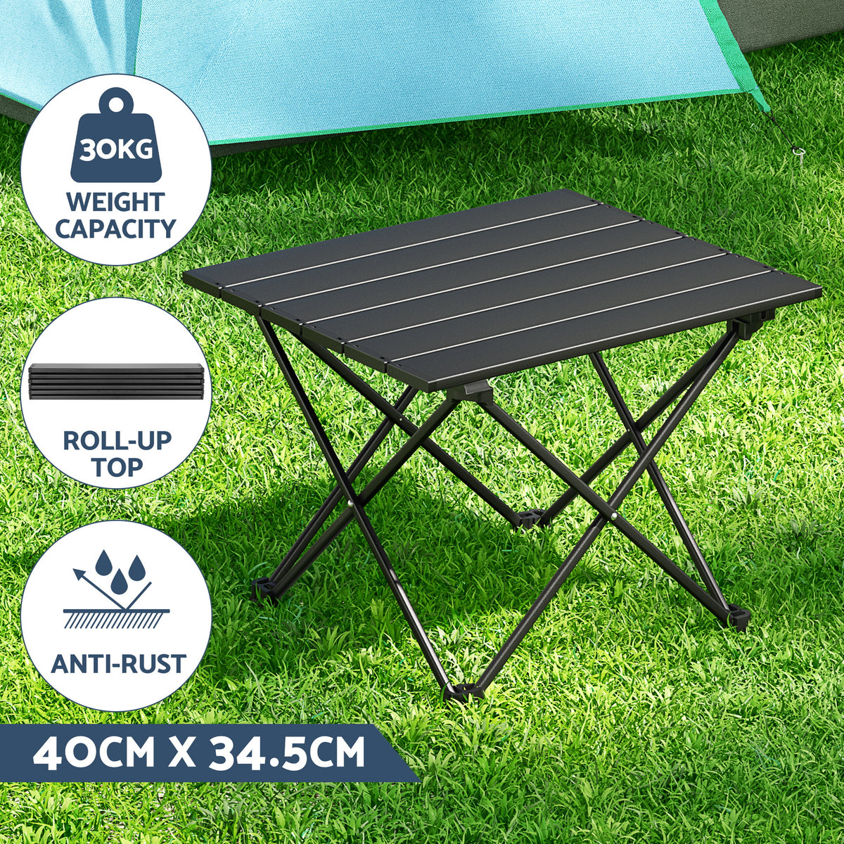 Weisshorn 3pc Camping Table Chair Set Outdoor Folding Aluminium Portable Picnic