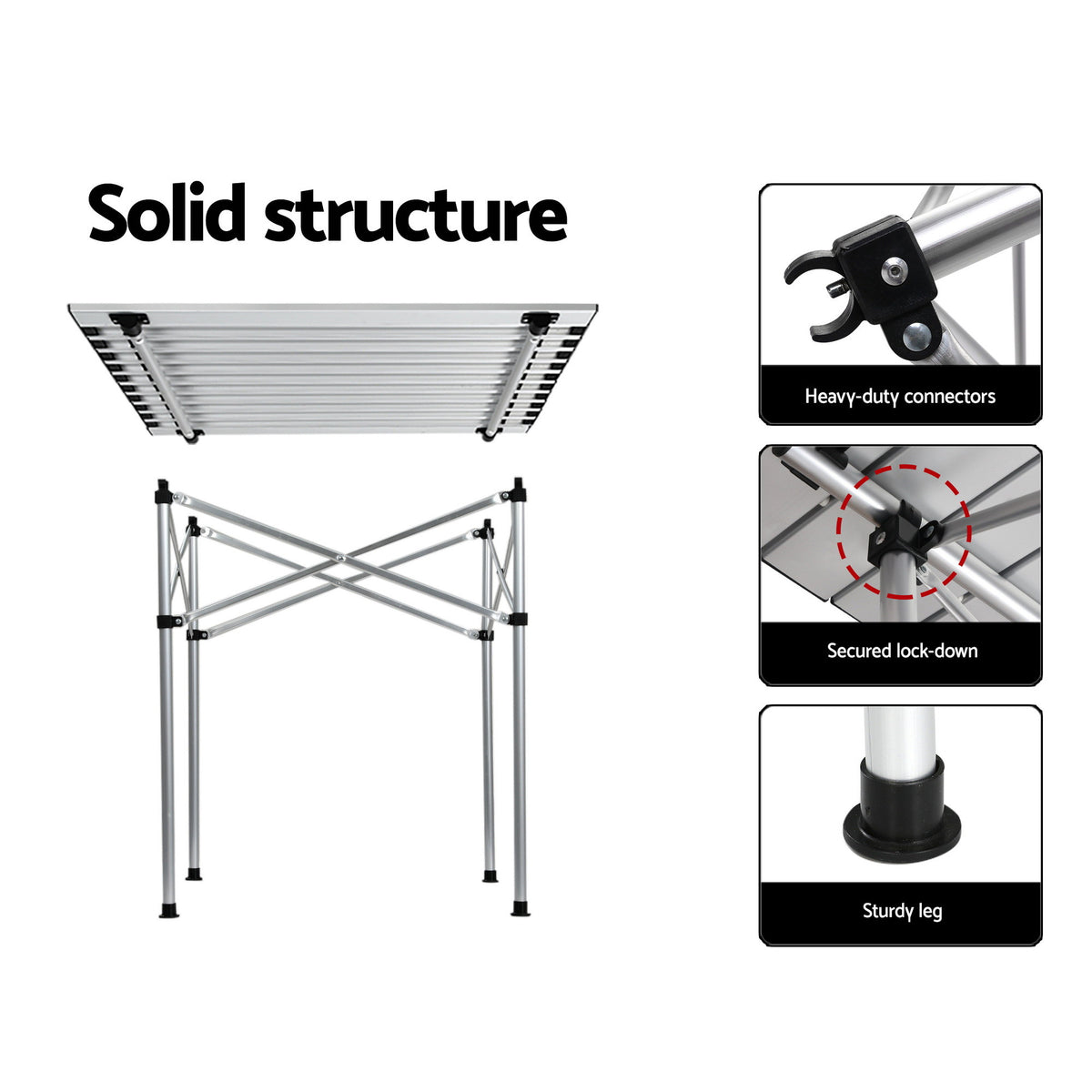 Weisshorn 3pc Camping Table Chair Set Outdoor Folding Aluminium Portable Picnic