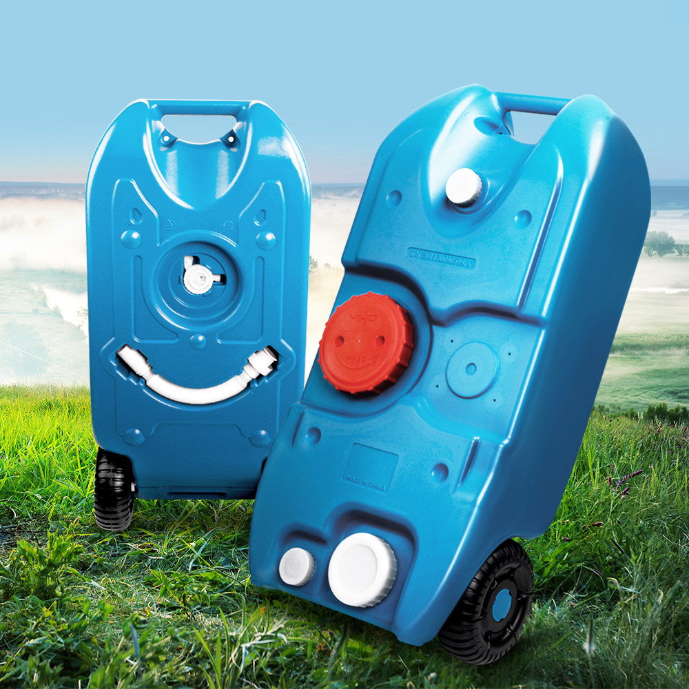 Weisshorn 40L Portable Water Container Carrier Wheels Water Tank Camping Blue