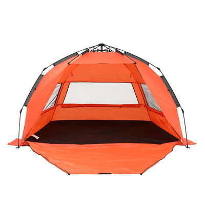 Weisshorn Beach Tent 3-4 Person Pop Up Sun Shade UPF 50 Automatic Outdoor Orange