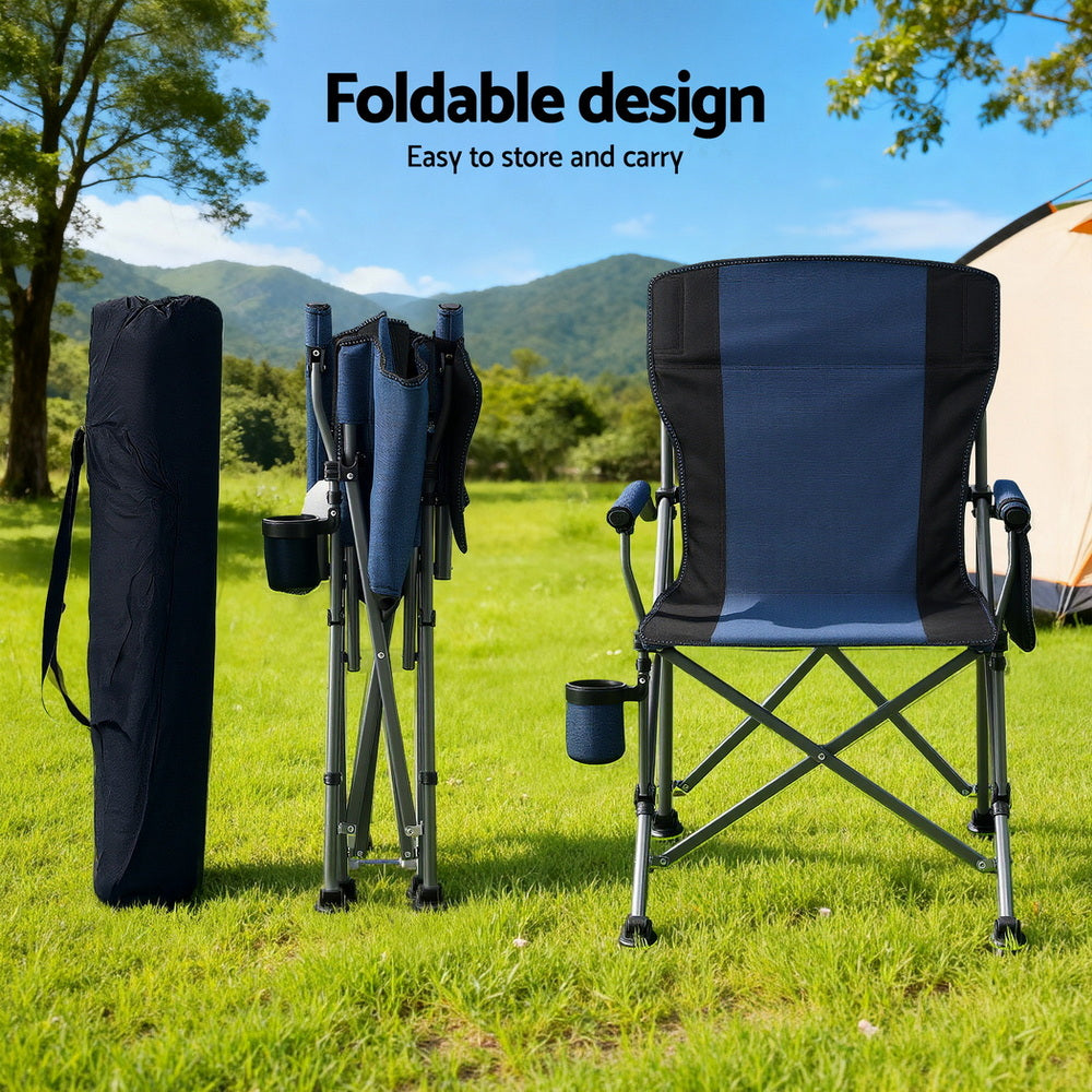 Weisshorn Camping Chair Folding Outdoor Portable Seat Lightweight Beach Picnic Fishing Capacity 120KG Navy Blue