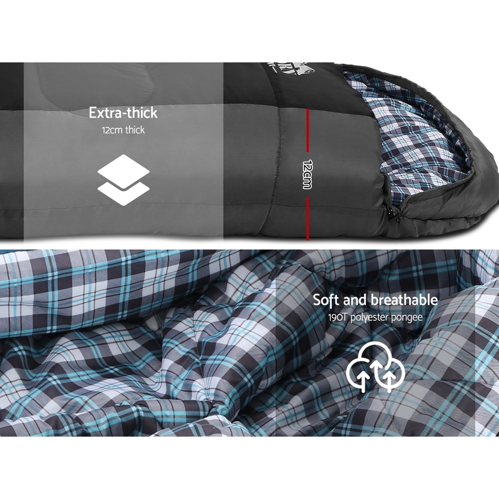 Weisshorn Sleeping Bag Single Thermal Camping Hiking Tent Black -20°C