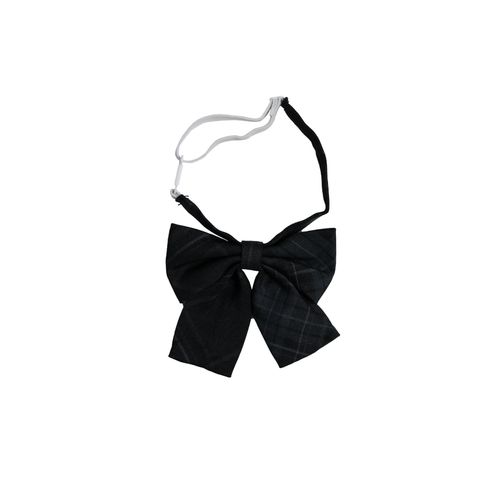 Womens Black & Greys Tarten Patterned Shirt Collar Bow Tie