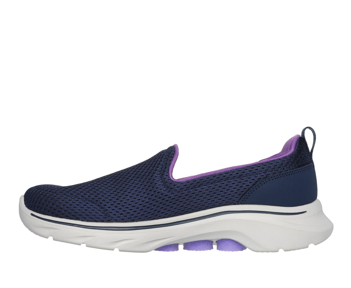 Womens Skechers Go Walk 7- Razi Navy/ Lavender Walking Shoes