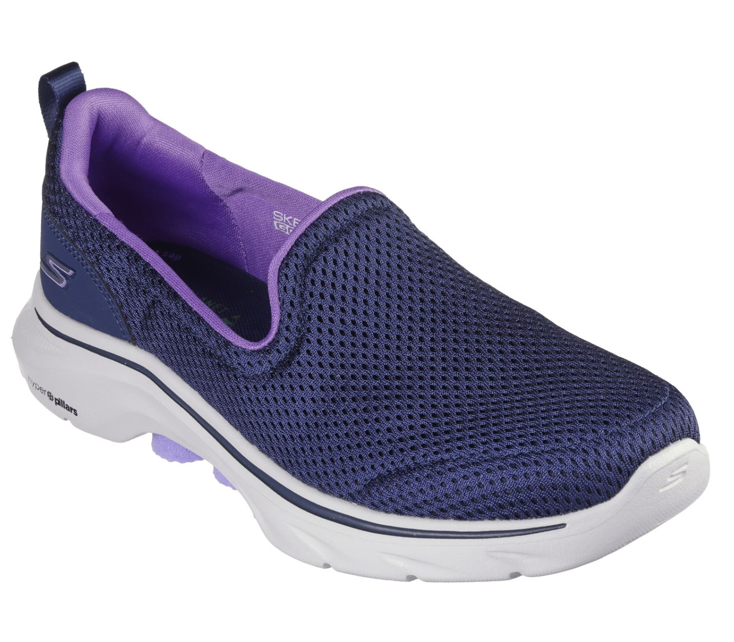 Womens Skechers Go Walk 7- Razi Navy/ Lavender Walking Shoes