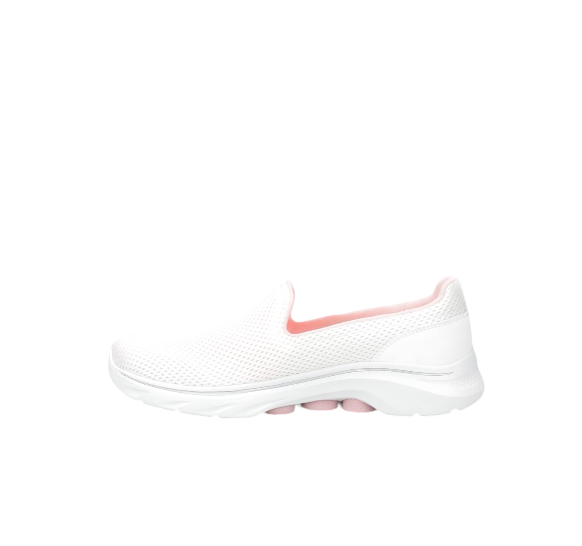 Womens Skechers Go Walk 7- Razi White/ Pink Walking Shoes