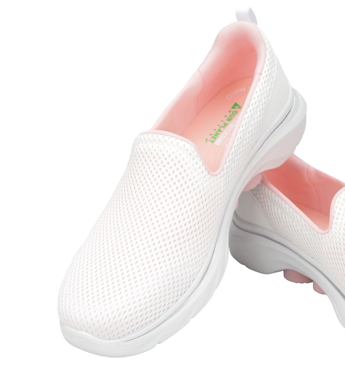 Womens Skechers Go Walk 7- Razi White/ Pink Walking Shoes