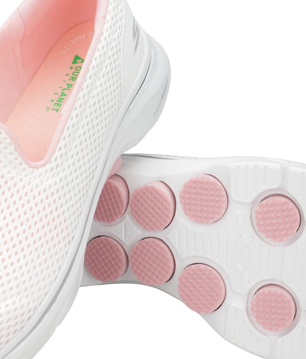 Womens Skechers Go Walk 7- Razi White/ Pink Walking Shoes