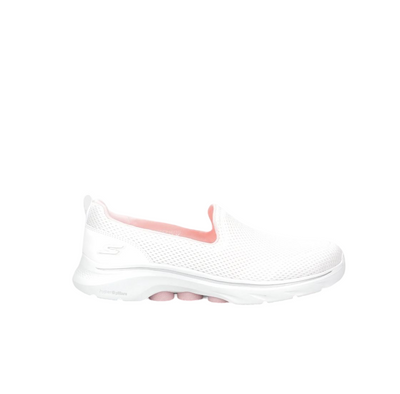 Womens Skechers Go Walk 7- Razi White/ Pink Walking Shoes