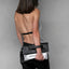 Womens Vky Original Lourve Clutch Classic Leather Bag Handbag- Black/Matt Silver
