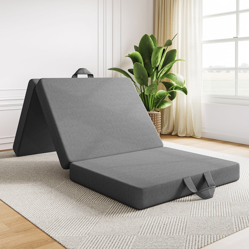 15cm Small King Single BedStory 3-Fold Mattress Folding Foam Bed Washable Cover, 190x80cm