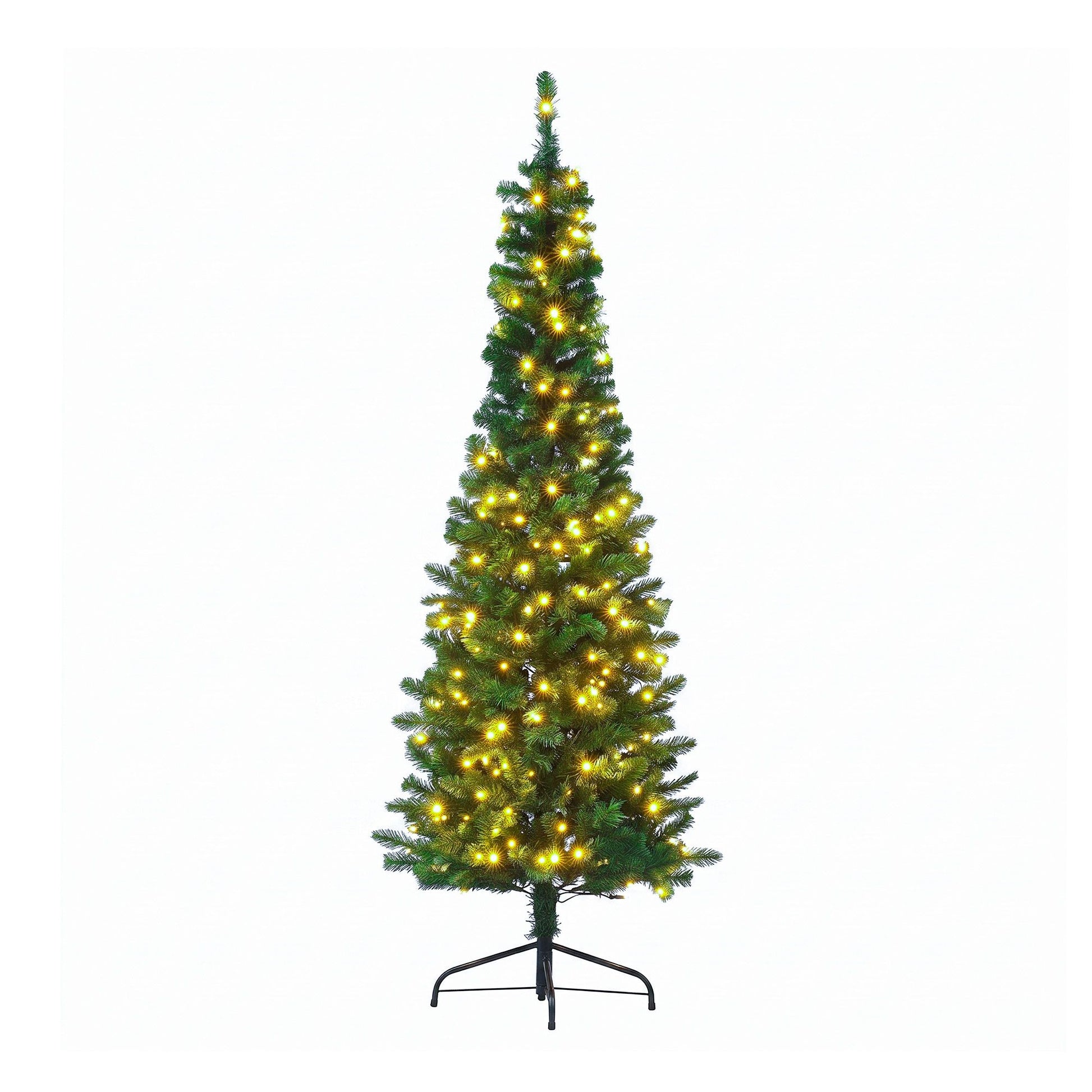 Jingle Jollys 2.4m Pre-Lit Christmas Tree Slim Pencil Xmas Tree Corner Tree