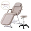 Zenses Beauty Bed with Stool, Beige, Adjustable Facial Massage Table, Tattoo Chair, Salon Services