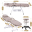 Zenses Beauty Bed with Stool, Beige, Adjustable Facial Massage Table, Tattoo Chair, Salon Services