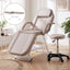 Zenses Beauty Bed with Stool, Beige, Adjustable Facial Massage Table, Tattoo Chair, Salon Services