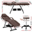 Zenses Beauty Bed with Stool, Brown, Adjustable Facial Massage Table, Tattoo Chair, Salon Services