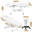 Zenses Beauty Bed with Stool, White, Adjustable Facial Massage Table, Tattoo Chair, Salon Services