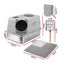 i.Pet Cat Litter Box Large Stainless Steel High Sided Pet Toilet Odour Control