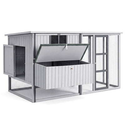 i.Pet Chicken Coop 219cm Rabbit Hutch Poultry Cage Outdoor Enclosure Wood