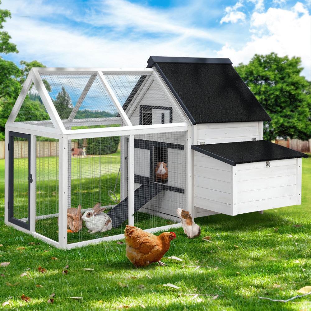 i.Pet Chicken Coop Rabbit Hutch 166cm x 120cm x 112cm Large Chicken Coop House Run Cage Wooden