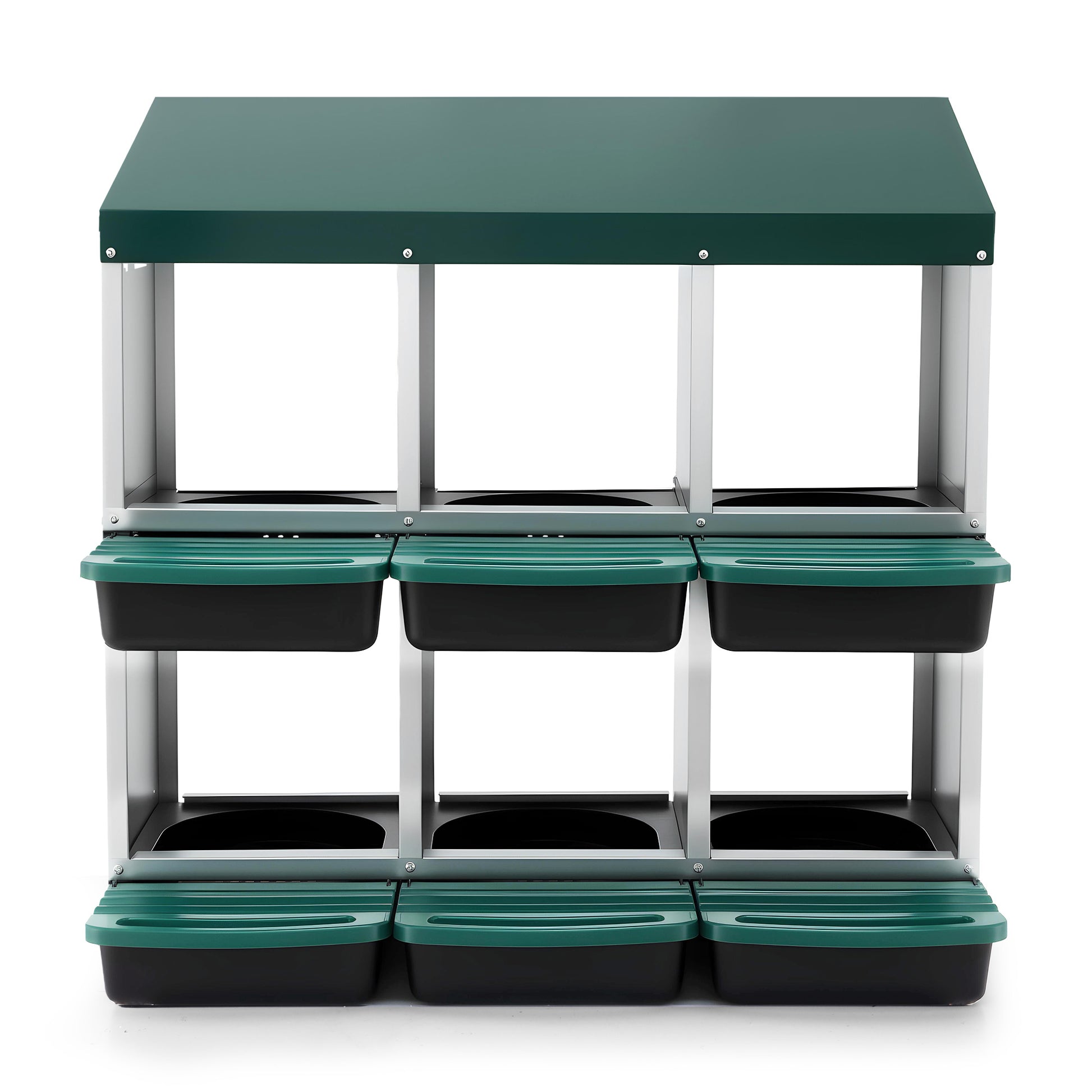 i.Pet Chicken Nesting Box Roll Away Metal Nesting Box Wall Mounted 6 Holes Green