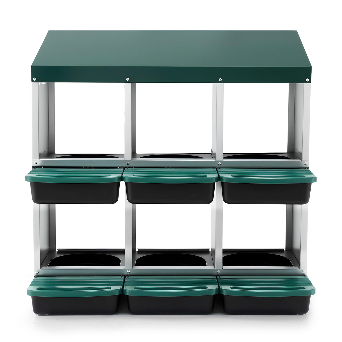 i.Pet Chicken Nesting Box Roll Away Metal Nesting Box Wall Mounted 6 Holes Green